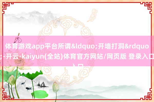 体育游戏app平台所谓&ldquo;开墙打洞&rdquo;-开云·kaiyun(全站)体育官方网站/网页版 登录入口
